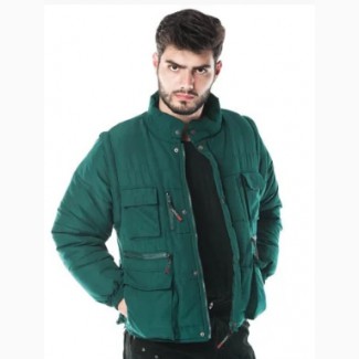 Зимняя куртка с отстёгиваемыми рукавами рабочая Reis Czapla зеленого цвета
