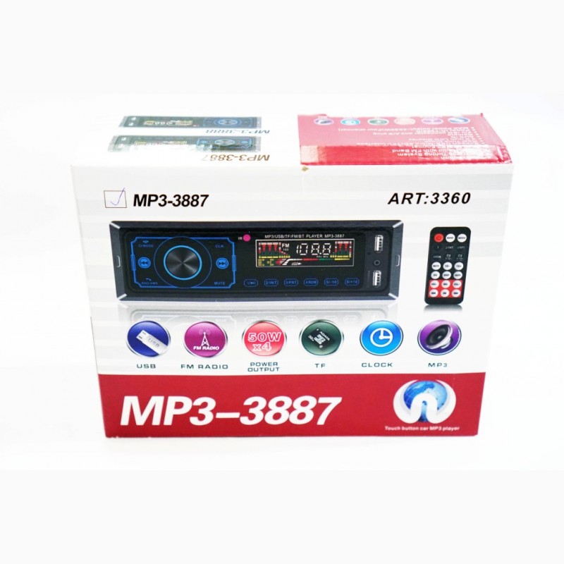 Фото 2. Автомагнитола Pioneer 3887 ISO - 2хUSB, Bluetooth, FM, microSD, AUX сенсорная магнитола