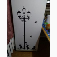 Наклейка на стену фонарный столб и котики, холодильник, шкаф, тумбочки
