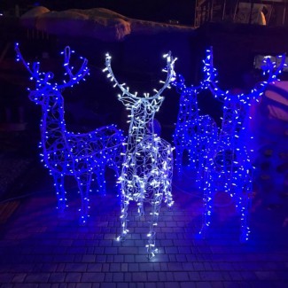 Светодиодные новогодние LED 3D фигуры Олени, сани и пр