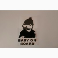 Наклейка на авто Baby on board Белая светоотражающая