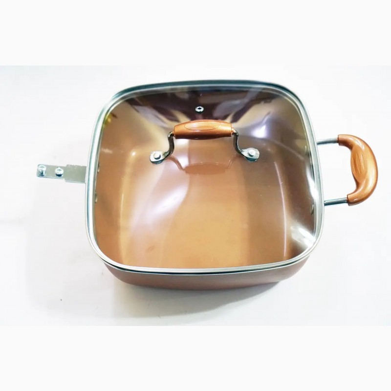 Фото 3. Сковорода AMPOVAR Copper Cook Deep Square Pan с фритюром и пароваркой 24 см с крышкой