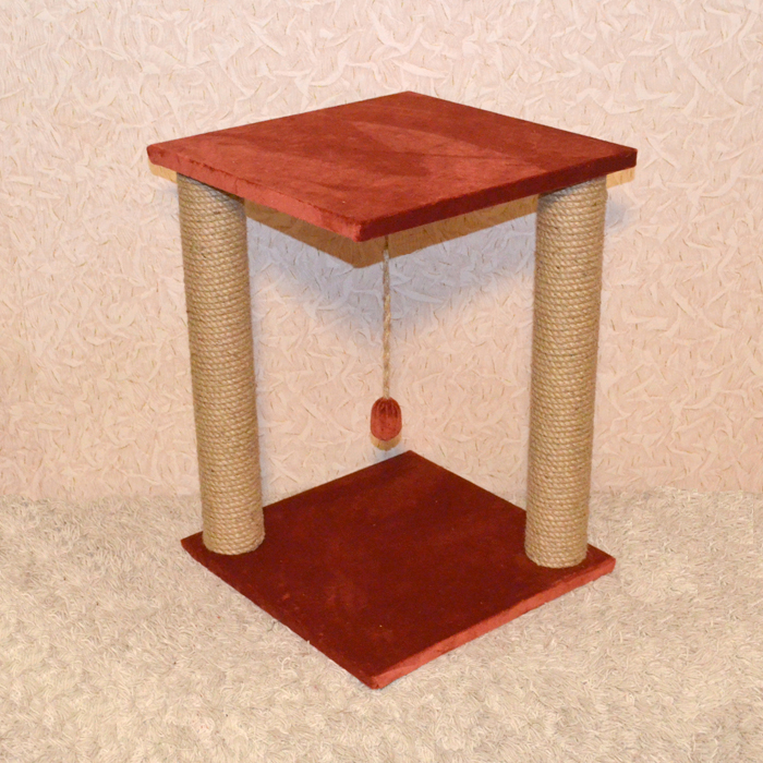 Фото 6. Когтеточка с двумя столбами и квадратной лежанкой